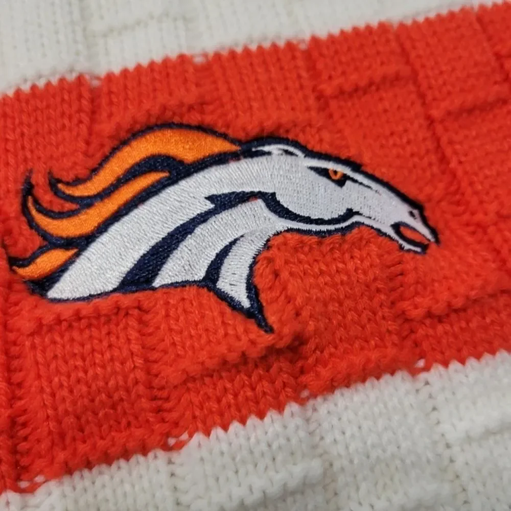 Broncos Scarf NFL Denver Broncos Football Team Logo Winter Knit Scarf Embroidery
